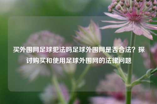 买外围网足球犯法吗足球外围网是否合法？探讨购买和使用足球外围网的法律问题
